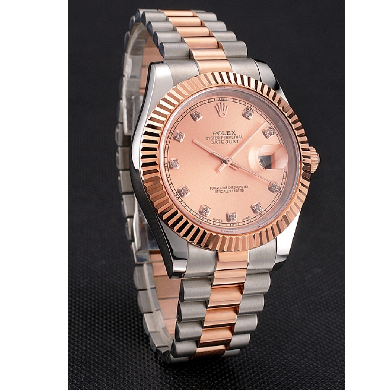 Aaa replica watch Swiss Stainless Tone Two Steel And Bezel Rolex Case Gold Dial Bracelet Rose Datejust 0722
